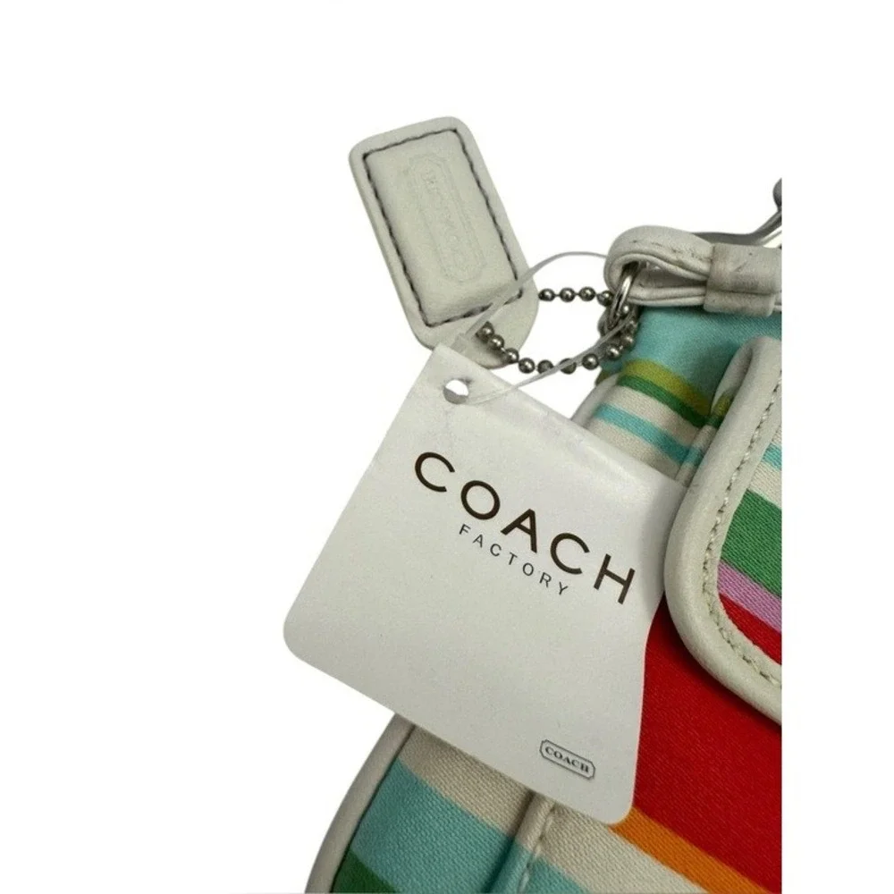 Vintage Coach Hamptons Multicolor Striped Wristlet Pouch Y2K Deadstock